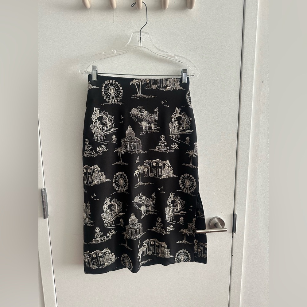 Maje Embroidered Midi Skirt w/Slit